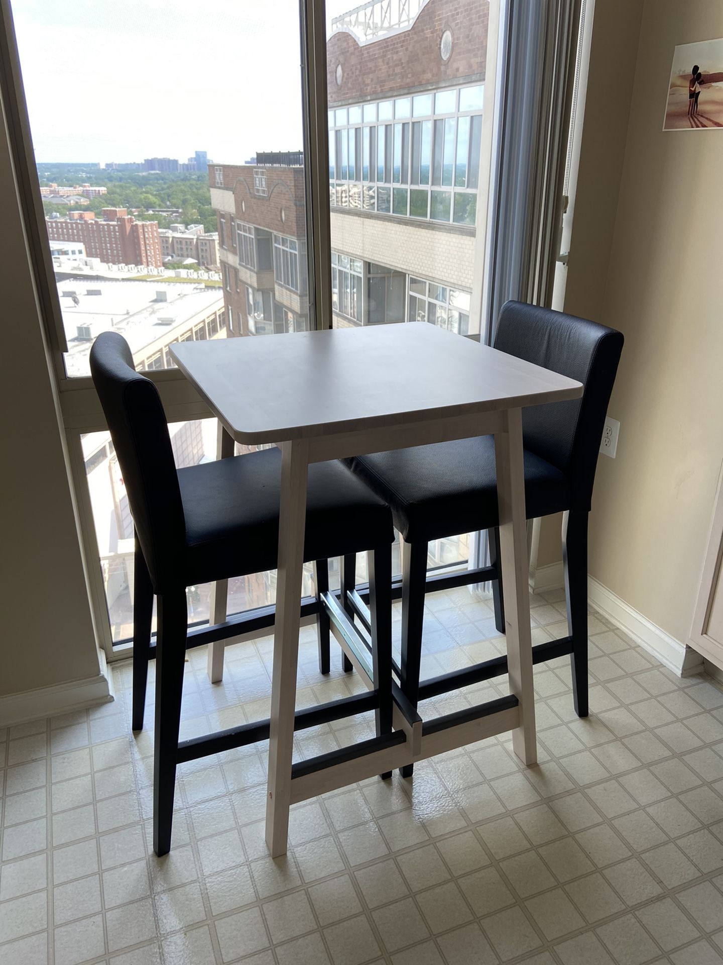 IKEA Bar Table and High Chairs