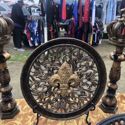 Decor Plate With Stand And Candle Holders With Crowns 