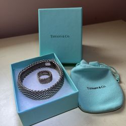 Tiffany & Co. Mesh bracelet & ring set
