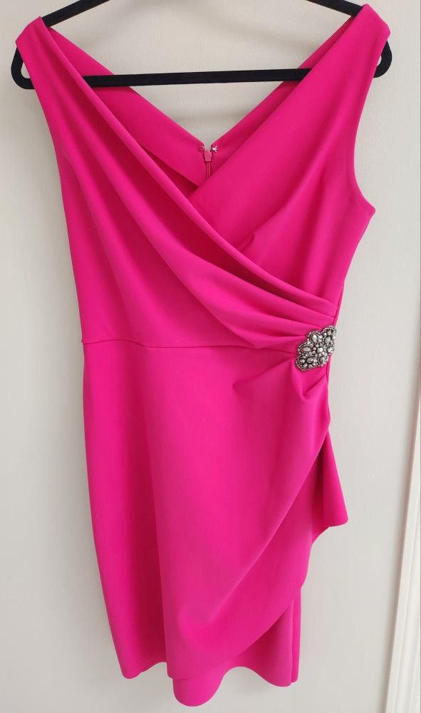 Dress Alex Evenings Ruched Cocktail Dress Fuschia Pink Size 10