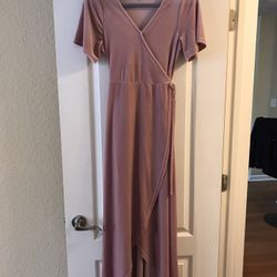 ROOLEE Pink Velvet Wrap Dress Size XS