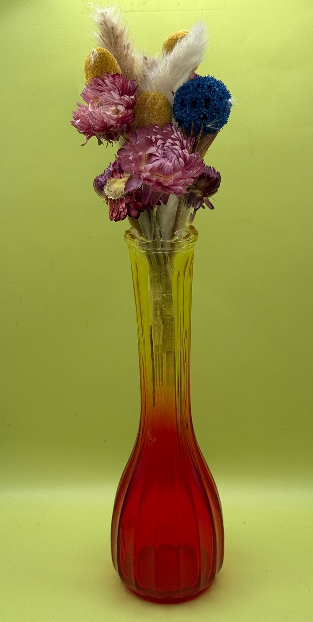 Amberina Red Orange Bud Vase