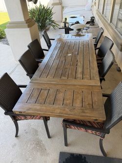 Pottery Barn table And All American Outdoor Chairs