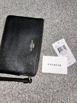 Coach Crossgrain Leather Corner Zip Wristlet