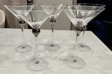Vintage Martini Glasses with Metallic Ball 