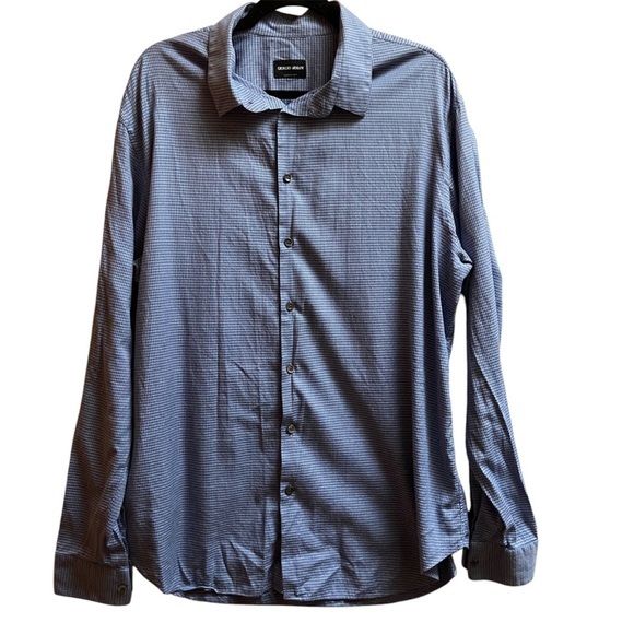 Giorgio Armani houndstooth collar long sleeve button shirt made in Italy Sz XL