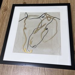 Stallion Framed Glass Artwork Horse Silhouette Gold Gold Outline 14x14