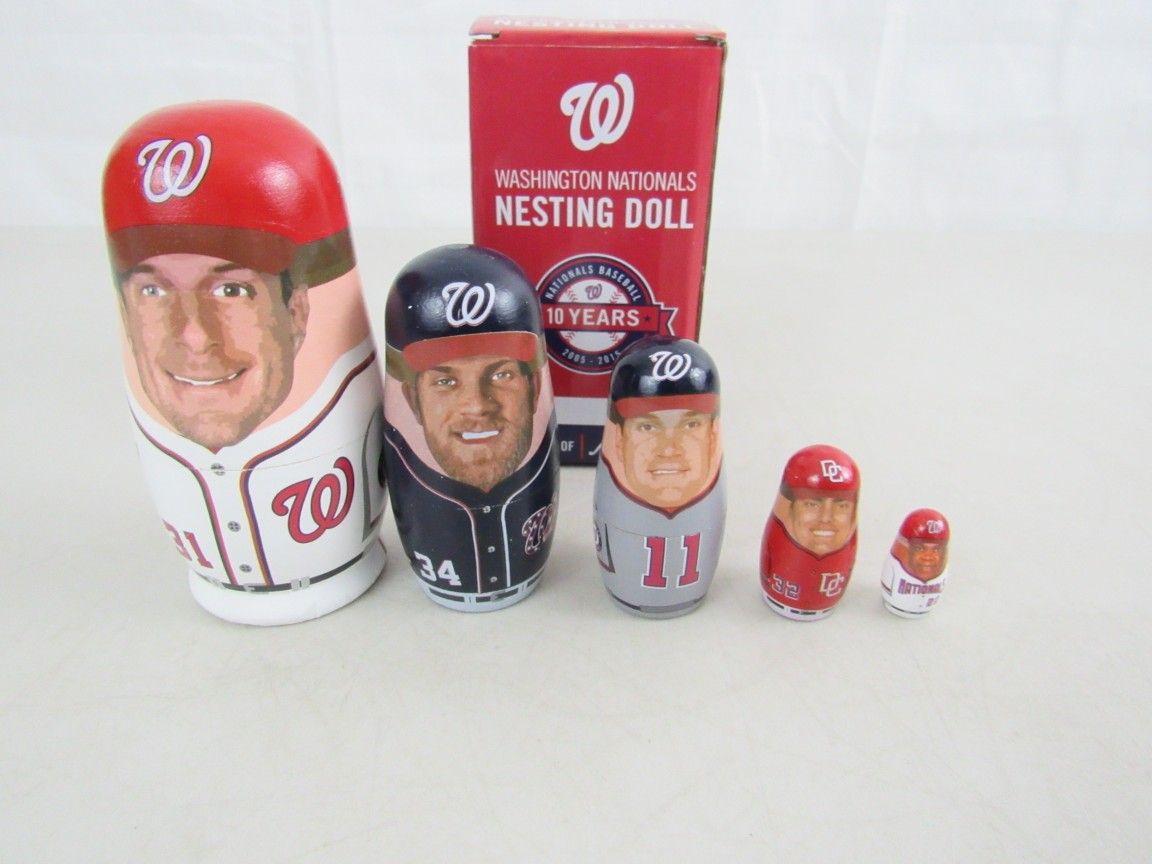 Washington Nationals 2015 Nesting Dolls Scherzer, Zimmerman, Harper, Cordero, Robinson SGA