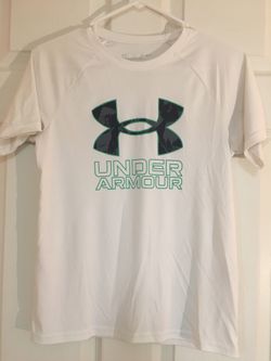 Under Armour White Short Sleeve Logo Tee Boys Whitesize youth large