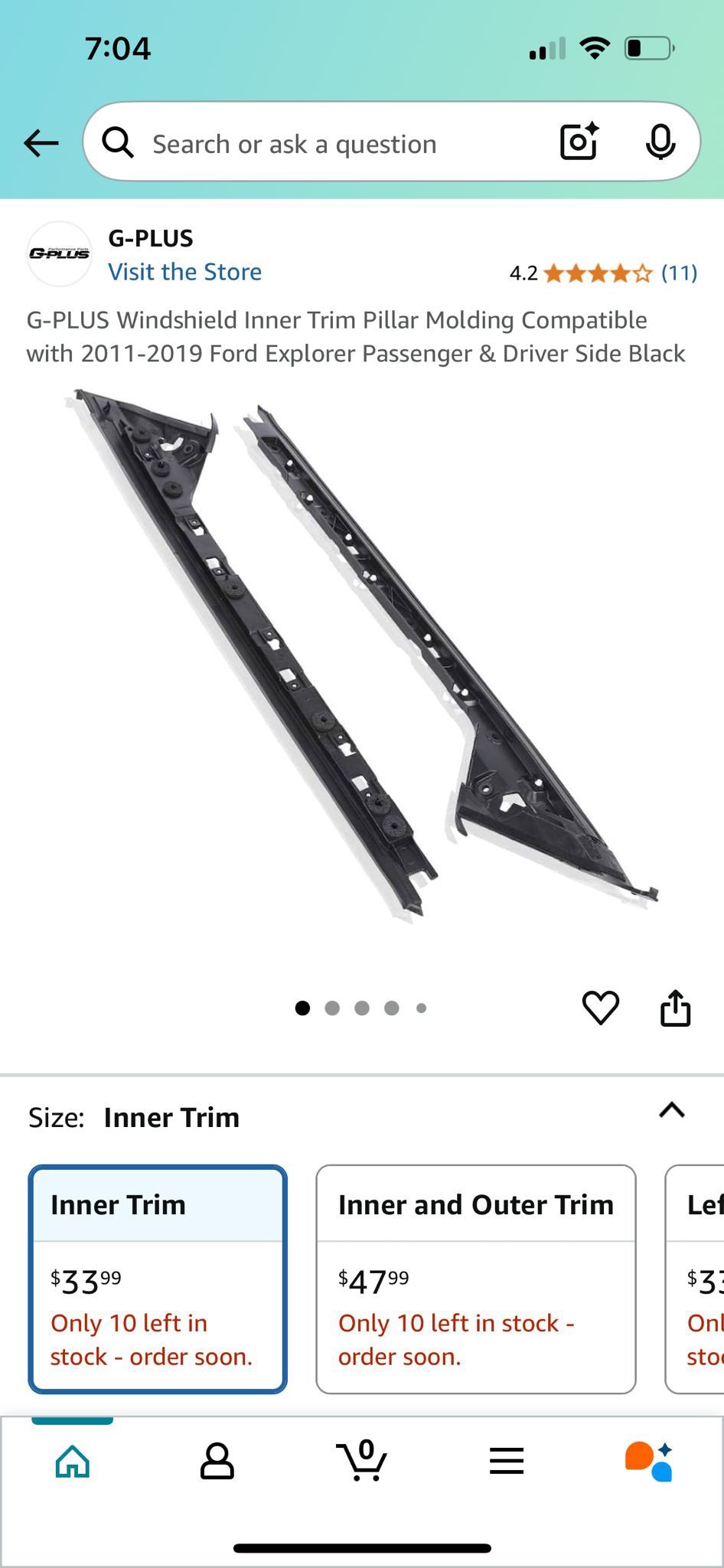 Windshield Inner Trim Pillar Molding Compatible with 2011-2019