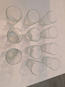 Set of 11 Clear Crystal Cut Drinking Glasses