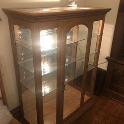 Oak Display Case With Light 