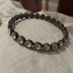 Large Marquesite And Crystal Bangle Bracelet 