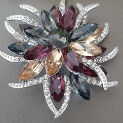Gemstone Brooch with  silver accents.
