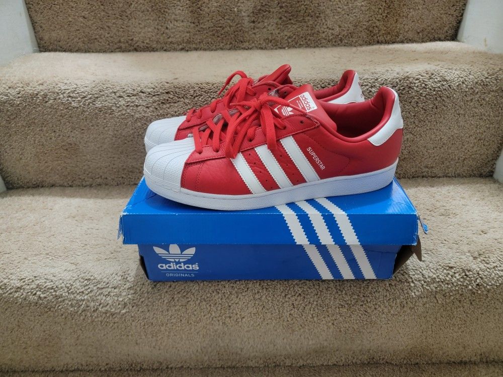 Adidas Superstar Red Men Size 12 for Sale in Columbia MO OfferUp