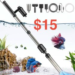 AKKEE Aquarium Vacuum Gravel Cleaning Cleaner, 6 in 1 Electric Vacuum Gravel Cleaner for Automatic Water Changer Wash Sand Water Filter Circulation 18