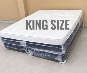 💥12” NEW Mattress King Size Plush Pillowtop With Box Spring // Offer  🚚