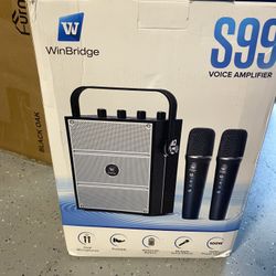 Brand New- 100W Powerful Voice Amplifier with 2 Wireless Microphones, Big Pro Sound Portable Speaker with Micro