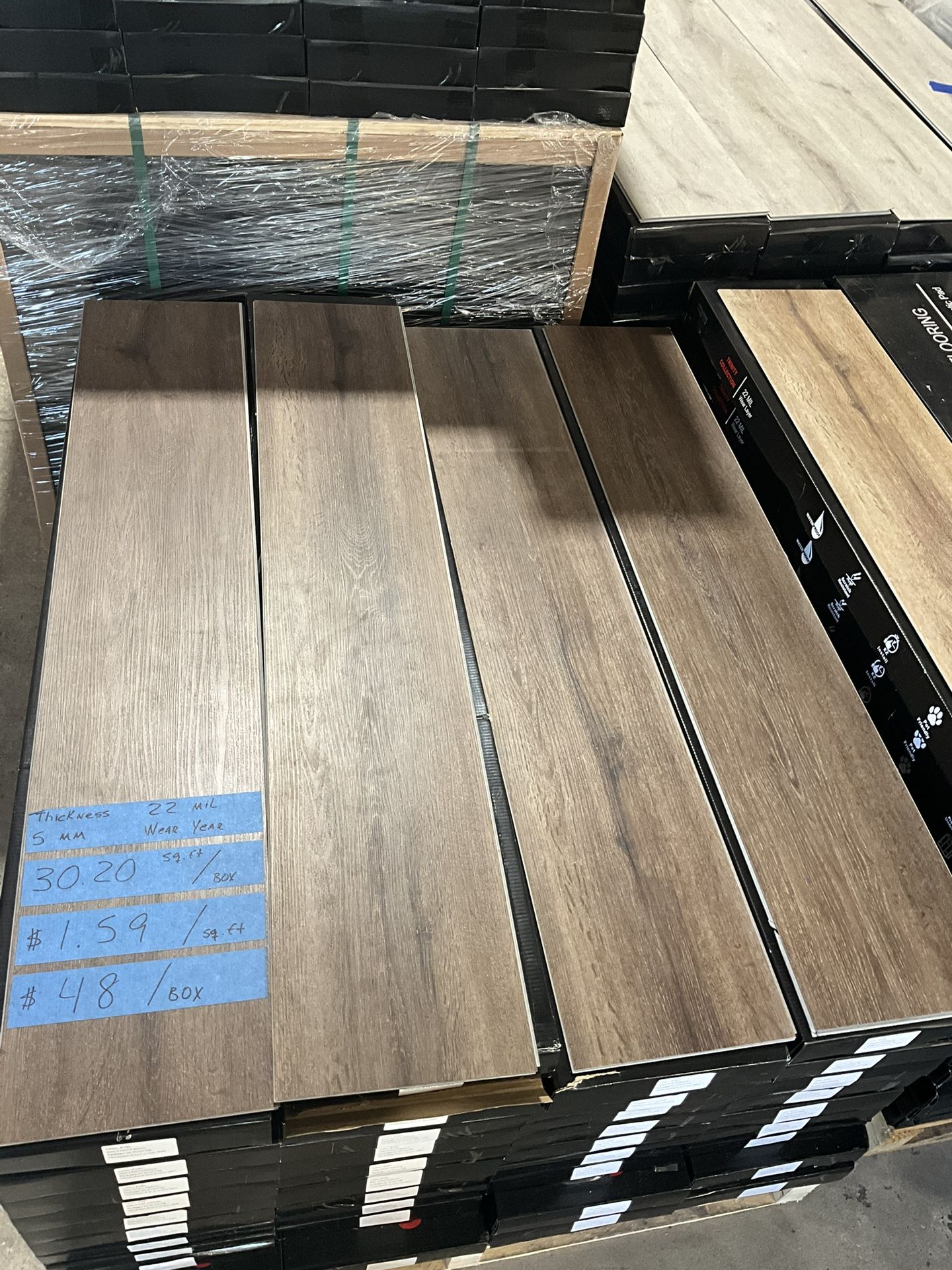 ‼️1st Quality Luxury Vinyl‼️ $1.59/per sqft😯 30.20/sqft/box📍 THICKNESS: 5 mm (with 1mm high density IXPE pad) PROTECTION: Ultimate Shield Scratch /