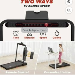 JELENS 2 in 1 Treadmill, 2.5HP Walking Pad Folding Treadmill with Remote Control and LED Display, Portable Under Desk Treadmill for Home Office with 2