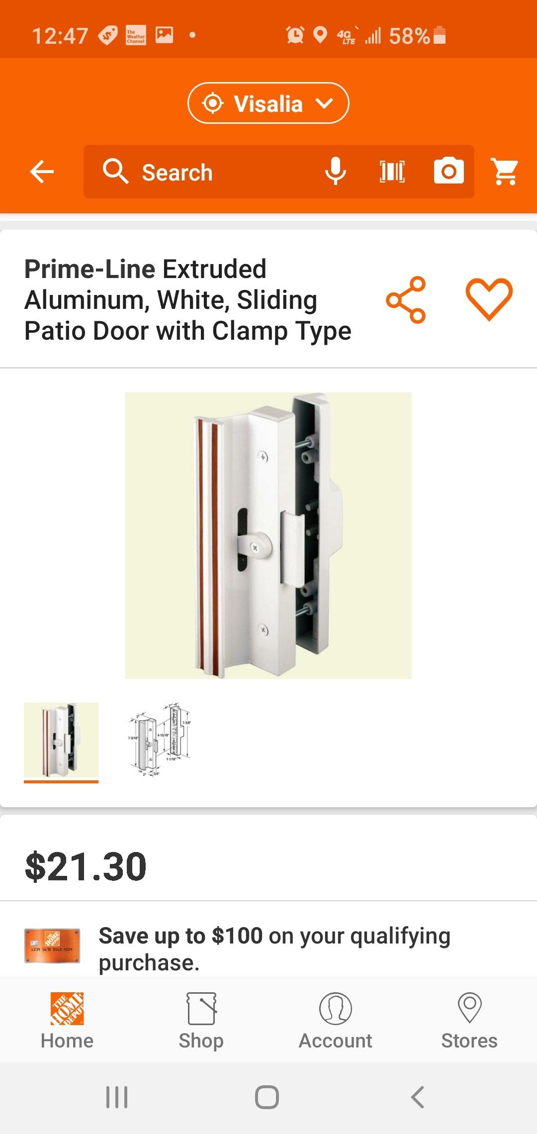 Prime-Line sliding door handle