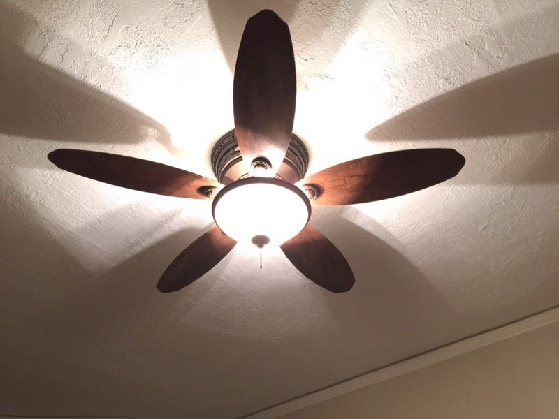 2 Brown 5-bladed lighted ceiling fans
