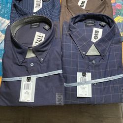 Dress Shirt’s Vanheusen 3x Brown Dark Navy Mini Check’s Navy Blue Solid Navy Blue Iris Window