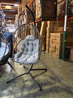 New Swing Hanging Birdcage  Egg Chair with Stand Indoor Outdoor 350lbs Capacity