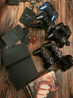 PS2 Slim Bundle with Controllers, Memory Cards & Games