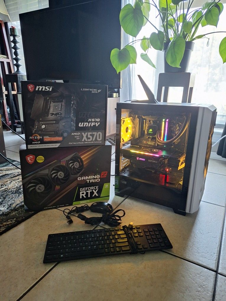 RGB Gaming PC Ryzen 7 3700x 8 Cores 16 Threads 32 GB Ram 3060Ti 8GB GPU 750W PSU 2 M.2 SSDs 1.25 TB