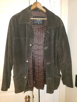 A Three-quarter Length Brown Suede Button-up Jacket