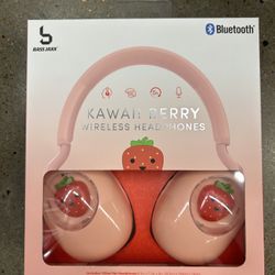 NWT Kawaii strawberry Bluetooth wireless headphones