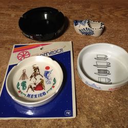 Lot Of Four Ashtrays Rosenthal Studio Coffee Flamingo Hilton Ceramic Log Shoe Windmill