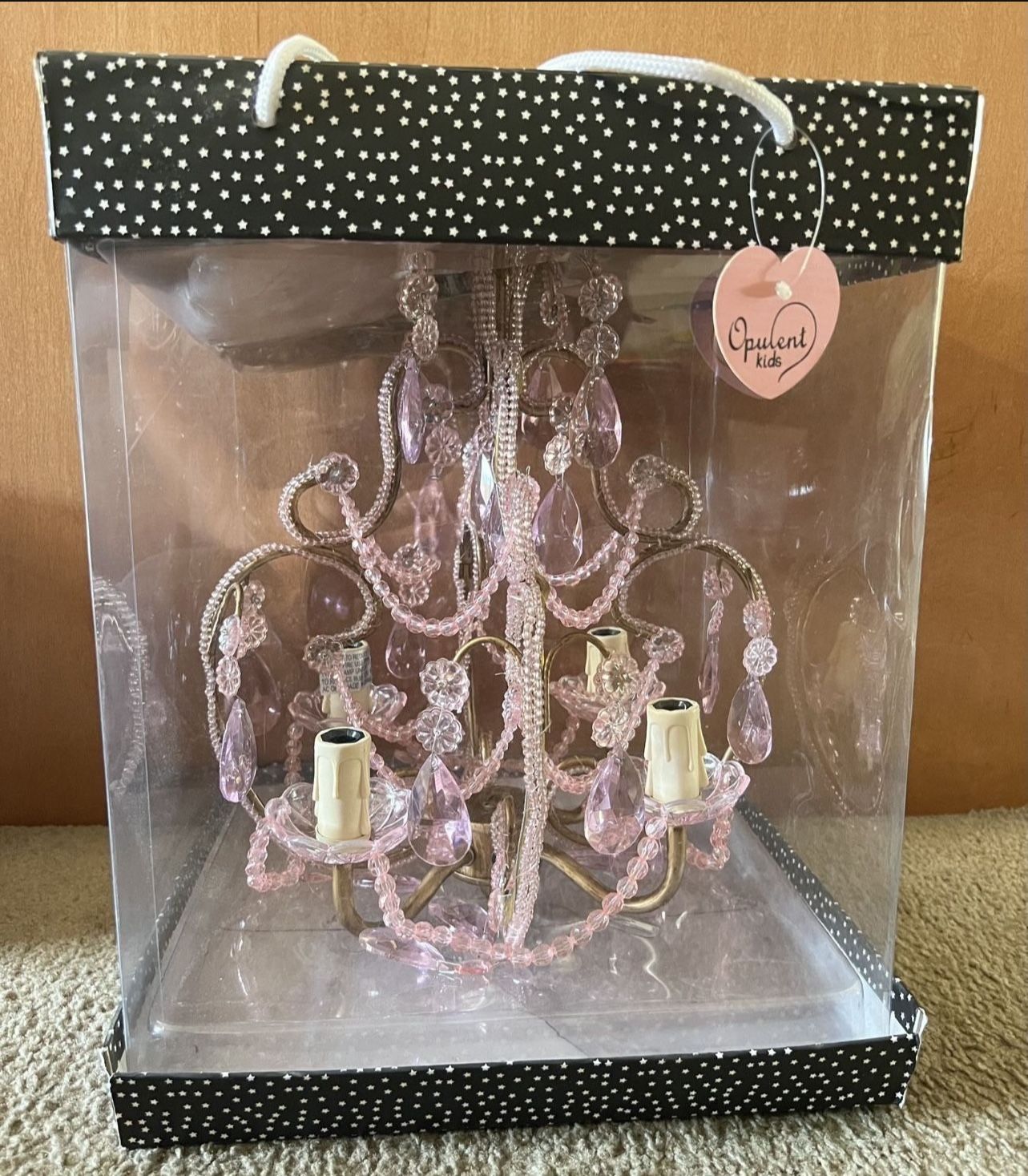 Opulent Kids Chandelier Pink Light Fixture