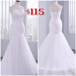 New mermaid white gown wedding dress