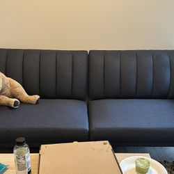Upholstered Blue Sofa/futon