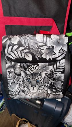 Rare Find Anuschka African Leopard Hand-Painted Leather Crossbody