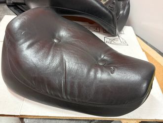 OEM Harley-Davidson Sportster solo driver seat. [ The stamp text on the plastic reads milsco (the long-standing original equipment manufacturer for Ha