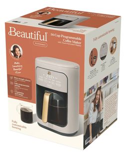 Beautiful 14-Cup Programmable Drip Coffee Maker with Touch-Activated Display, Porcini Taupe