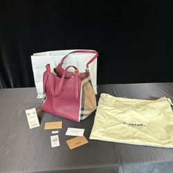 Burberry Derby Checker Leather Tote Bag Never Used.Pattern D $1,250+tax