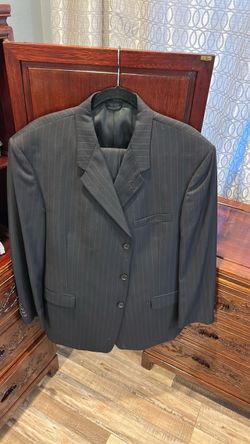 Men's Dark Gray Pinstripe Suit Jacket