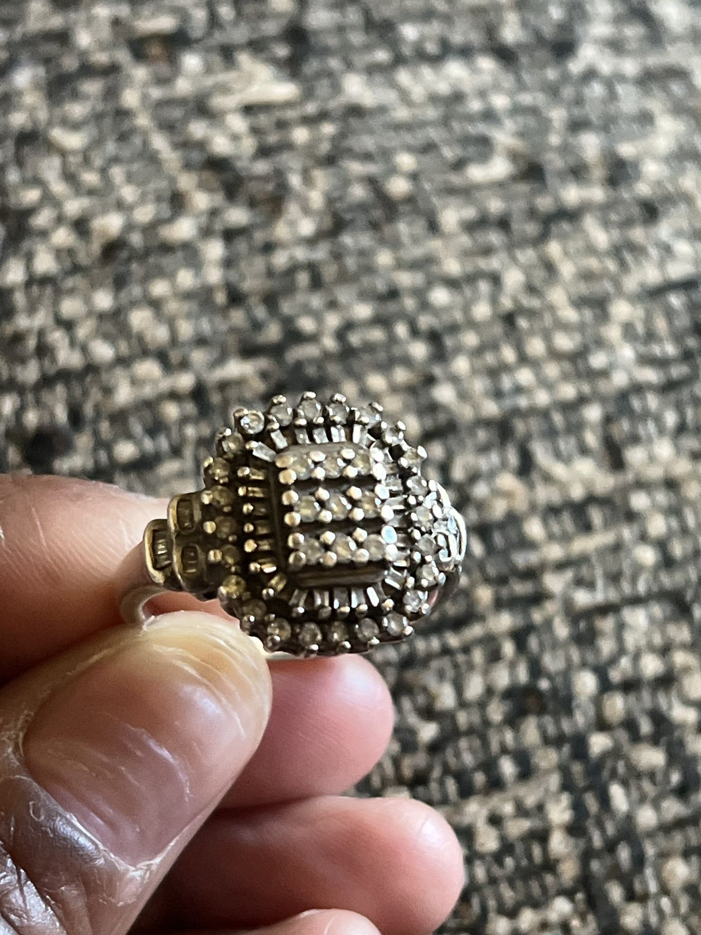 Sterling Silver Genuine Diamond Cluster Ring Size 9
