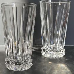 Set of 2 Rosenthal 6" Tall Crystal Glasses in Blossom Pattern - Germany