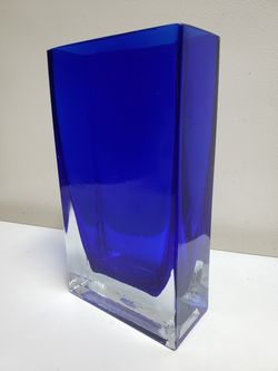 Rectangular cobalt art glass vase