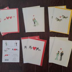Wedding Love Greeting Cards, 5 Pairs of Blank cards