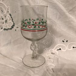 Christmas Holly & Berry Stemware  Water/ Wine Glasses 10 count