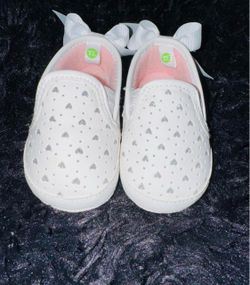 Baby Girl White Slip-On Shoes with Hearts