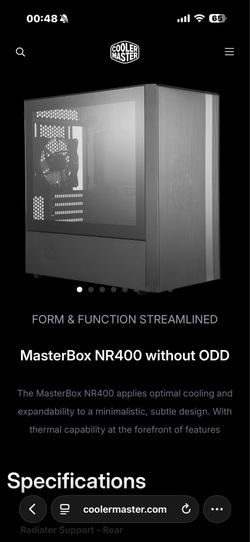 Cooler Master NR400 pc case w/ power supply 650w and RGB fans