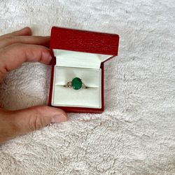 Sterling Silver Emerald Ring 
