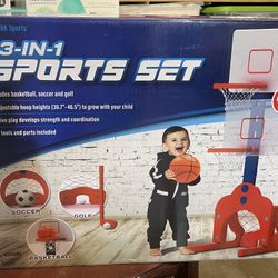 NEW' 3-in-1 Sports Set; Basketball, Soccer, and Golf; Ages 3